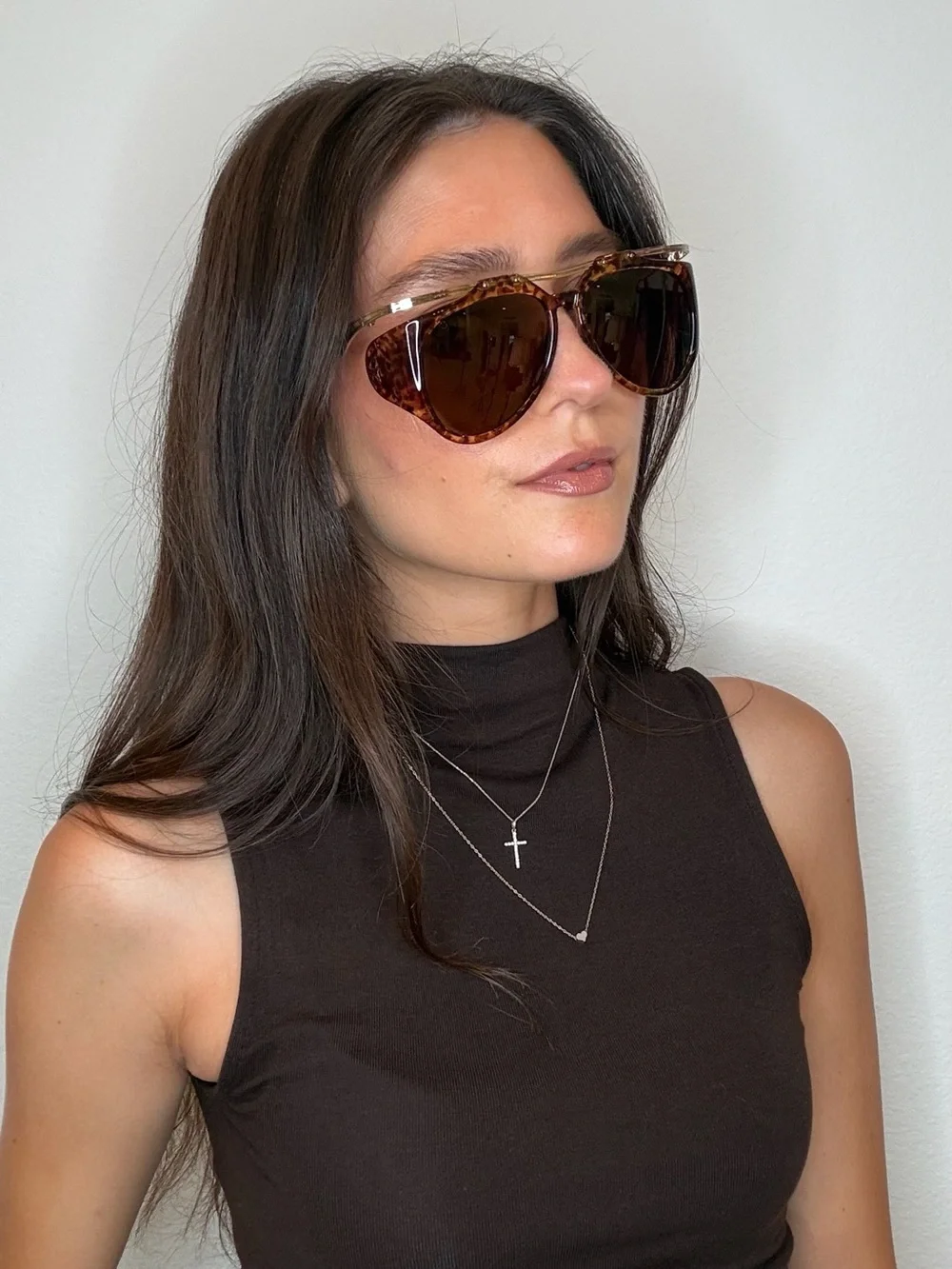 Saint Laurent Tortoiseshell Aviator Sunglasses